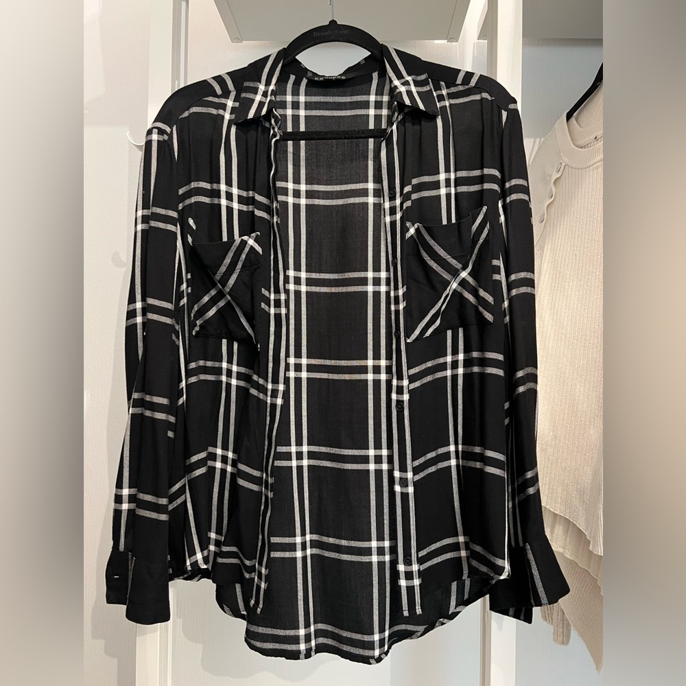 Black and White Plaid Women's Top